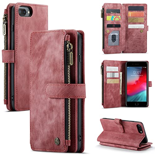 UEEBAI Handyhülle für iPhone 7 Plus iPhone 8 Plus, Retro Reißverschluss Hülle PU Leder Weich Klapphülle Magnetverschluss Kartenfach Standfunktion Geldbörse Schutzhülle - Wein Rot UEEBAI Handyhülle für iPhone 7 Plus iPhone 8 Plus, Retro Reißverschluss Hülle PU Leder Weich Klapphülle Magnetverschluss Kartenfach Standfunktion Geldbörse Schutzhülle - Wein Rot von M CASEME