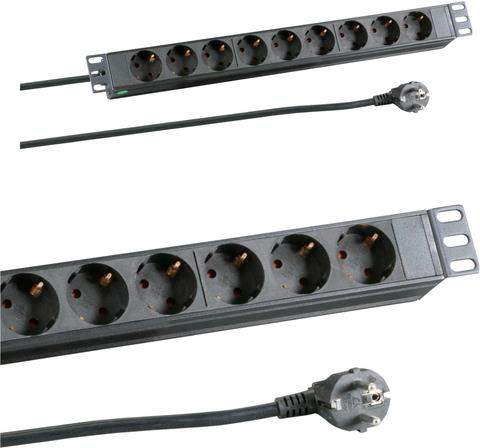 M-CAB 48,30cm (19)  1U SOCKET 9 PORT ALU BK 9 X CEE 7/3 W/O SWITCH (POW0015) von M-Cab