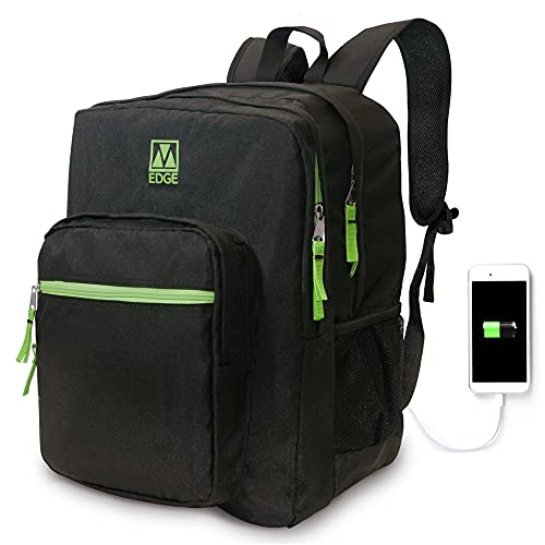 M-Edge Street Rucksack mit Powerbank 4000 mAh, schwarz und grün von M-Edge
