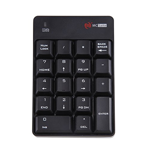 MCSaite Kabellose Zifferntastatur – mit Nano-Empfänger, 2,4 G, 18 Tasten, Numpad für Laptop, Desktop, PC, Windows (schwarz) von M MC Saite