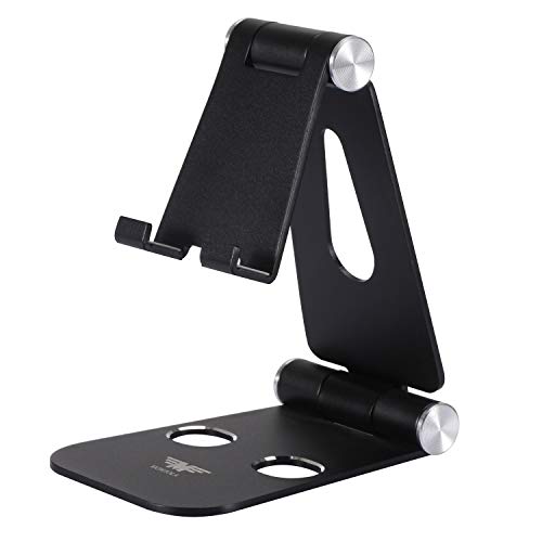 MONTOLA® Smartphone Ständer - Handy Halterung Schreibtisch, Verstellbarer Tischständer faltbar, Universal Tabletständer aus Aluminium (Schwarz) von M MONTOLA
