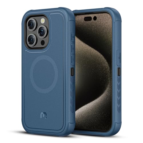 M MYBAT PRO Maverick Series Rogue Edition Schutzhülle für iPhone 15 Pro Max, kompatibel mit Magsafe, magnetische Rückseite, sturzsicher, stoßfest, robuster Schutz, Blau von M MYBAT PRO