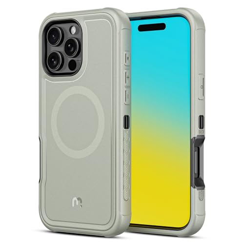 M MYBAT PRO Maverick Series Rogue Edition Schutzhülle für iPhone 16 Pro Max, kompatibel mit Magsafe, magnetische Rückseite, sturzsicher, stoßfest, robuster Schutz, natürliches Titan von M MYBAT PRO
