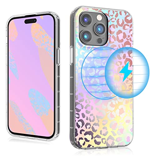 MYBAT PRO Magnetische Slim Hülle für iPhone 14 Pro Hülle 6,1 Zoll, Kompatibel mit MagSafe, Mood Serie für Frauen Mädchen, Militärqualität Drop Stoßfest Vergilbungsfrei Schutzhülle, Holografischer von M MYBAT PRO