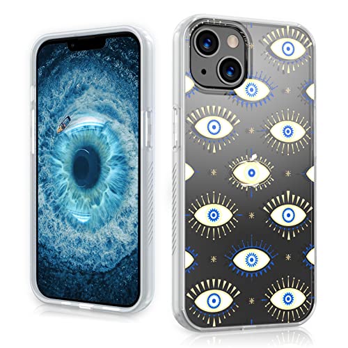 MYBAT PRO Mood Series Slim Cute Clear Crystal Case für iPhone 13 Hülle, 6,1 Zoll Stylische Stoßfeste Vergilbungsfreie Schutzhülle, Evil Eye von M MYBAT PRO