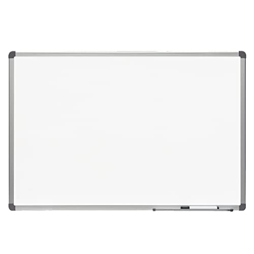 Magnetische Tafel, Weißwandtafel, Markertafel, Aluminiumrahmen, glasierte Magnettafel für Schule, Arbeit oder persönlichen Gebrauch, glatte und glänzende Oberfläche, 90 x 60 cm von M-Office