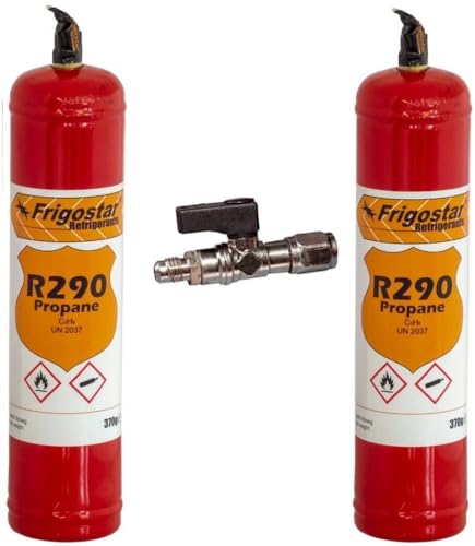 2 Flaschen R290 370 g zum Nachfüllen des Kühlschranks + Auslaufhahn 1/4" M von M SHOP ITALIA