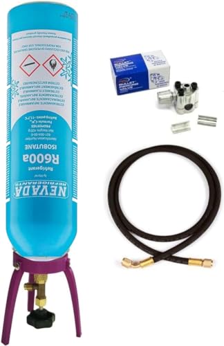 Reparatur-Set für Kühlschrank / Gefrierschrank / Weinkühlschrank mit Flasche R600a 420 g + Auslaufhahn 1/4" M + Schlauch mit Nadelstift + Kupferrohr + Halterung Reparatur-Set für Kühlschrank / Gefrierschrank / Weinkühlschrank mit Flasche R600a 420 g + Auslaufhahn 1/4" M + Schlauch mit Nadelstift + Kupferrohr + Halterung von M SHOP ITALIA