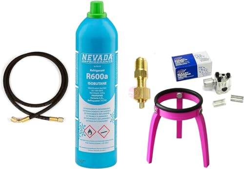 Reparaturset für Kühlschrank und Gefrierschrank mit R600a 420 g + Nadelventil 1/4" M + Schlauch mit Druckstift + Lochventil für Kupferrohr Reparaturset für Kühlschrank und Gefrierschrank mit R600a 420 g + Nadelventil 1/4" M + Schlauch mit Druckstift + Lochventil für Kupferrohr von M SHOP ITALIA