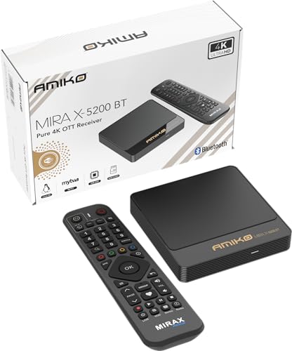 Amiko Mira X-5200 BT Bluetooth Fernbedienung 4K Pure OTT Receiver 2GB DDR3 8G UHD von M@TEC