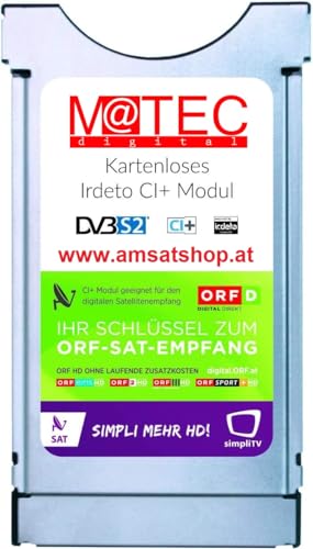 ORF DIGITAL DIREKT Irdeto CI+ Modul für Sat (Kartenlos, Keine Karte notwendig) mit 3 Monate SimpliTV, NUR FÜR ÖSTRREICH GEEIGNET, für CI+ Fernseher & Sat Receiver, bei Regiestrierung 5 Jahre gültig von M@TEC