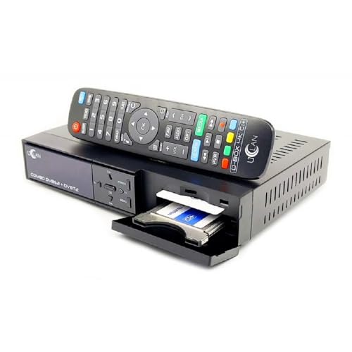 UCLAN D-Box 4K UHD Combo Receiver mit CI+ Schacht & Kartenleser, Sat- Kabel- & DVB-T2 Receiver für CI Plus, für Satellitenschüssel Kabelfernsehen & DVBT2, HDMI, Multistream + M@tec HDMI Kabel von M@TEC