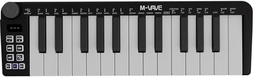 M-VAVE Mini-Tastatur mit 25 Tasten - Professioneller Beat Maker und Keytar für Keyboard Musikproduktion Builtin Battery Wireless Connect Schwarz von M-VAVE