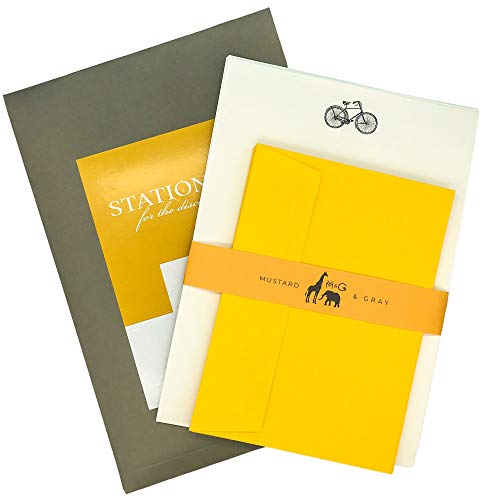 Fahrrad Briefpapier und Umschläge Geschenk-Set (12 A5 Blätter und 12 Umschläge Schreibwaren-Set) von M & G Mustard & Gray