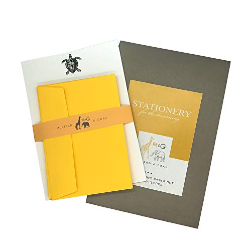 Turtle Briefpapier und Umschläge, Geschenk-Set (12 A5 Blätter und 12 Umschläge) von M & G Mustard & Gray