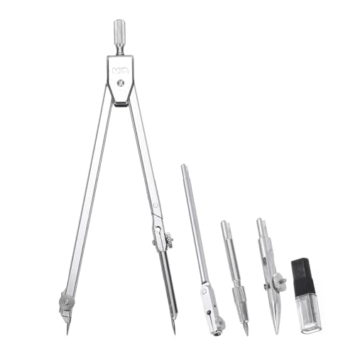 M&G Geometrie-Zirkel, Metall-Zirkel mit zusätzlichen Minen, Geometrie-Mathematik-Zeichenwerkzeuge für Klassenzimmer-Bürobedarf, Silberton von M&G