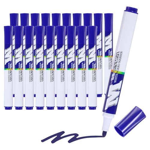 M&G Trockenabwischbare Marker 20 Stückung Riechensarme Whiteboard-Marker mit feiner Spitze für Klassenzimmer Büro Besprechung Zuhause Blau von M&G