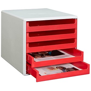 M&M Schubladenbox  rot 30050906, DIN A4 mit 5 Schubladen von M&M