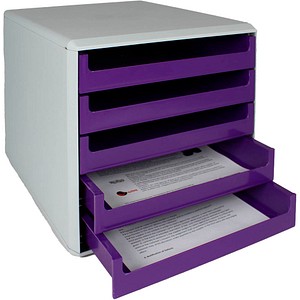M&M Schubladenbox  violett 30050972, DIN A4 mit 5 Schubladen von M&M