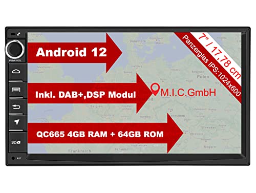 M.I.C. AU7 Android 12 Autoradio mit navi Qualcomm Snapdragon 665 4G+64G: DSP DAB+ BT 5.0 WLAN 7" Bildschirm USB sd GPS doppel 2 DIN OBD universal Gerät Ersatz für VW Toyota KIA Nissan Hyundai FIAT von M.I.C.