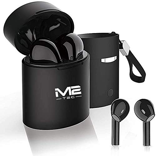 M2 TEC Bluetooth Mini Kopfhörer Wireless Headset In-Ear mit Ladecase Kabellos mit Mikrofon, Kompatibel mit Allen IOS oder Android Geräten von M2 TEC