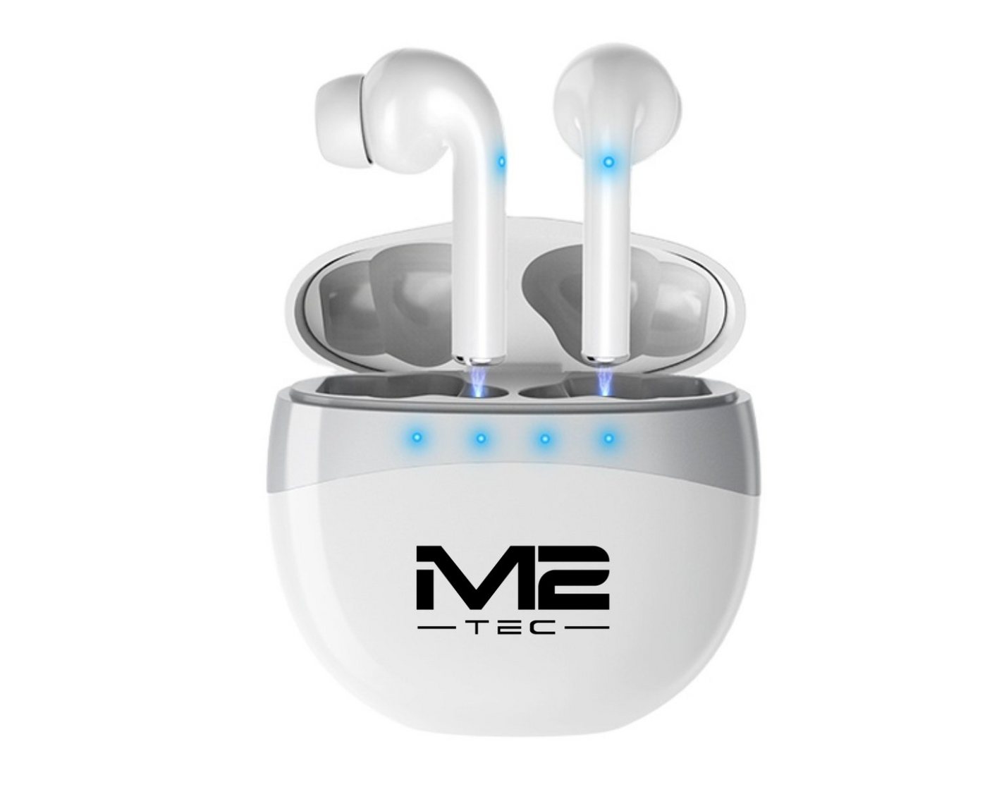 M2-Tec M19 Weiß Bluetooth-Kopfhörer (Kopfhörer, Universal, Bluetooth, kabellos, wiederaufladbar, ergonomisch, Ladebox) von M2-Tec