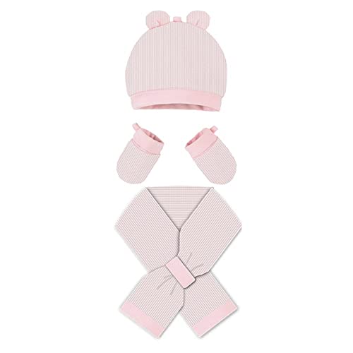 MacBeen Unisex Kinder Handschuhe, Mütze und Schal für Neugeborene von 0 bis 6 Monaten Farbe Rosa Winter-Zubehör-Set, S von MAC BEEN