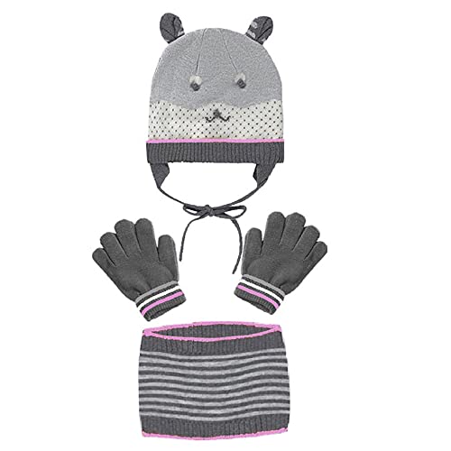 MacBeen Unisex Kinder Handschuhen, Mütze und Schal für Vorschulkinder von 2 bis 5 Jahren, Farbe Grau Winter-Zubehör-Set, S von MAC BEEN