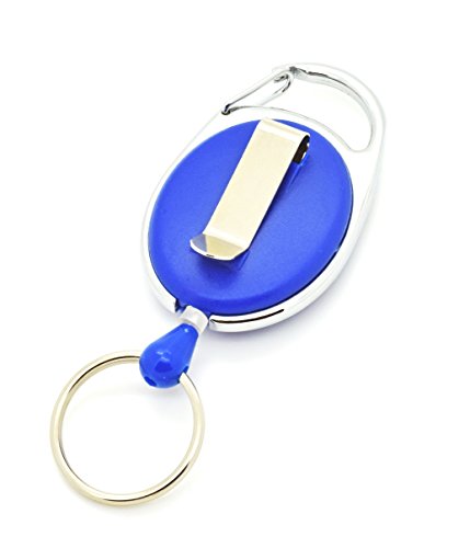 5 x JOJO Blau - Gürtelclip Schlüsselring Ausweishalter Ausweis Kartenhalter Karte Ausweisjojo Schlüsselanhänger Schlüsselband Schlüssel Ausziehbar Schnur Zugband Halter Gürtel Klemme Band Clip von MACEMARO TRADING