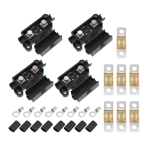 120A Sicherungssatz 4 ANS-Halter 7 x 120 AMP Kfz-Sicherungen 8 x Schrumpfschläuche 8 x Kabelschuhe für Auto-Doppelbatterie 120A Sicherungssatz 4 ANS-Halter 7 x 120 AMP Kfz-Sicherungen 8 x Schrumpfschläuche 8 x Kabelschuhe für Auto-Doppelbatterie von MACHSWON
