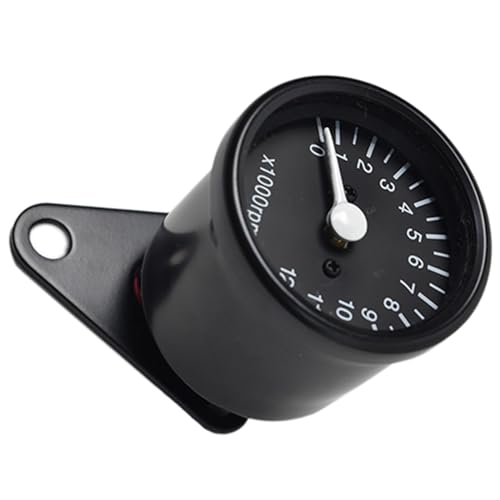 MACHSWON 0141 Schwarzer mechanischer Drehzahlmesser für Motorräder, universell, 2,56 Zoll, 65 mm, 12 V, passend für Honda, Yamaha, Suzuki, Kawasaki von MACHSWON