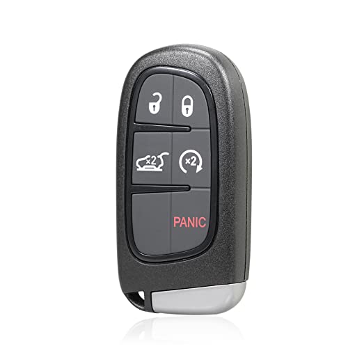 MACHSWON Ersatz Keyless Entry Remote Auto Key Fob 4A Chip für Jeep Cherokee 2014-2020 5 Tasten mit Türschlüssel Schwarz GQ4-54T 433MHz von MACHSWON