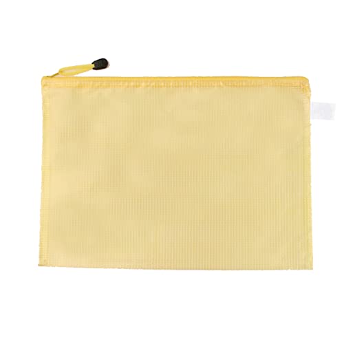 MACHSWON Plastic Wallets A3 File Folder Document Mesh Zipper Bags Waterproof Zip Wallet Bag Office Schreibwaren Storage Pouch Yellow von MACHSWON