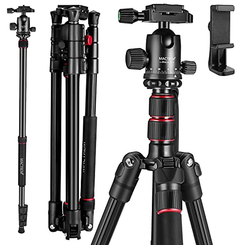 MACTREM 80“ Kamera-Stativ, DSLR-Stativ Heavy Duty für Reisen, 360 ° Kugelkopf Professionelles Aluminium-Stativ & Einbeinstativ mit Tragetasche Kompatibel mit Canon Nikon Fernglas Laser Teleskop MACTREM 80“ Kamera-Stativ, DSLR-Stativ Heavy Duty für Reisen, 360 ° Kugelkopf Professionelles Aluminium-Stativ & Einbeinstativ mit Tragetasche Kompatibel mit Canon Nikon Fernglas Laser Teleskop von MACTREM