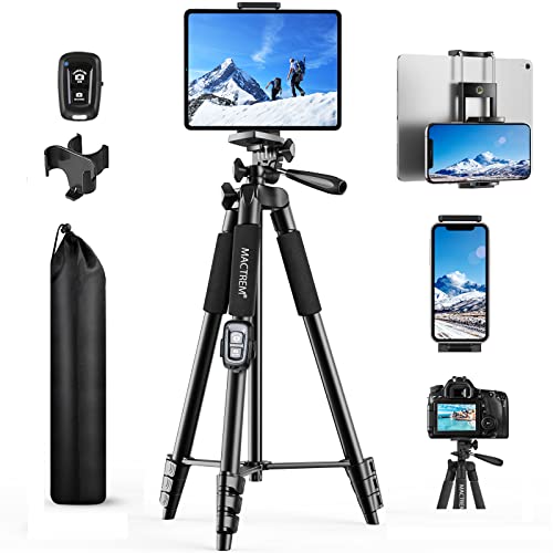 MACTREM Handy Stativ 165 cm für iPad iPhone -Kamera, Telefonstativständer für Smartphone/Samsung/DSLR -Kamera mit Tablet- und Telefonhalter, Fernbedienung, Tragetasche MACTREM Handy Stativ 165 cm für iPad iPhone -Kamera, Telefonstativständer für Smartphone/Samsung/DSLR -Kamera mit Tablet- und Telefonhalter, Fernbedienung, Tragetasche von MACTREM