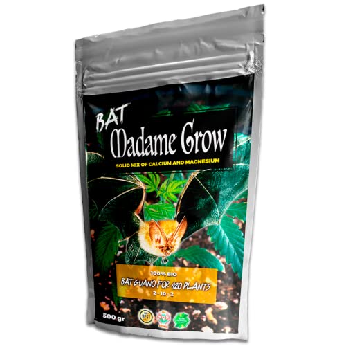 BAT MADAME GROW - Fledermaus-Guano für Wachstum und Blüte - Bio-Pulverdünger - Verfestigte Mischung reich an Kalzium und Magnesium (500 Gramm) von MADAME GROW
