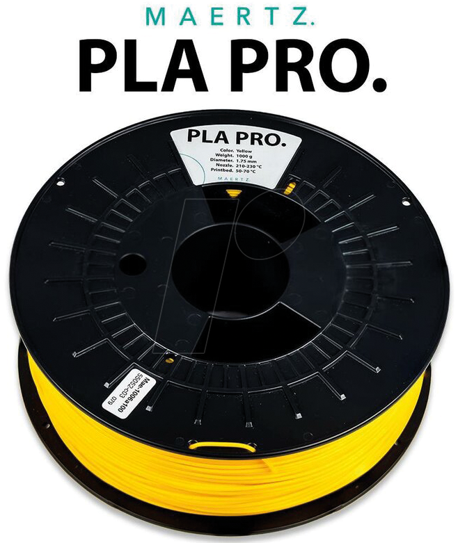 PMMA-1009-006 - Filament, PLA Pro Gelb 1,75 mm, 1 kg von MAERTZ