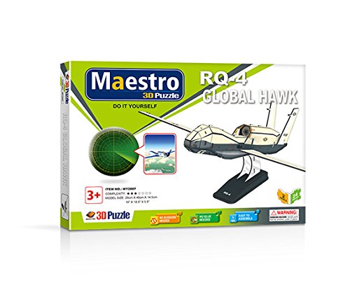 MAESTRO 120099, Drohnenflugzeug, Nicht geflogen, Größe montiert: 26 cm x 48 cm x 14,5 cm 3D-Puzzles, bunt von MAESTRO