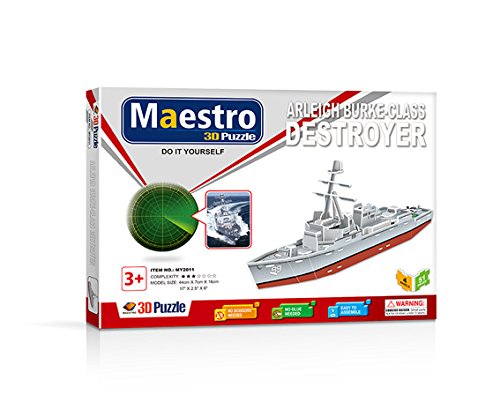 MAESTRO 120105 Destructor Naval Arleigh BURKE-CLASS-50 PCS-TAMAÑO MONTADO: 44CM X 7CM X 16CM 3D-Puzzles, bunt von MAESTRO