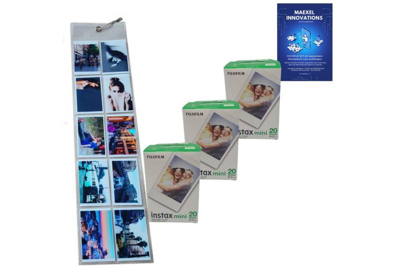 MAEXEL Sofortbildfilm »FUJIFILM 3x Fuji Instax Mini Film Doppelpack mit Wandalbum«, (1-St) von MAEXEL