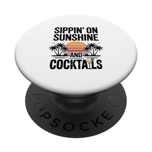Sippin' on Sunshine And Cocktails Lovers Retro Sunset Summer PopSockets Klebender PopGrip Sippin' on Sunshine And Cocktails Lovers Retro Sunset Summer PopSockets Klebender PopGrip von MAGDesigns Ltd. - Summertime Vacation Apparel