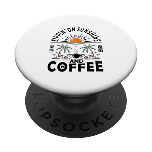 Sippin' on Sunshine And Coffee Lovers Retro Sunset Summer PopSockets Klebender PopGrip Sippin' on Sunshine And Coffee Lovers Retro Sunset Summer PopSockets Klebender PopGrip von MAGDesigns Ltd. - Summertime Vacation Apparel