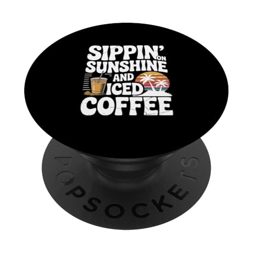 Sippin' on Sunshine And Iced Coffee Retro Sunset Summer PopSockets Klebender PopGrip Sippin' on Sunshine And Iced Coffee Retro Sunset Summer PopSockets Klebender PopGrip von MAGDesigns Ltd. - Summertime Vacation Apparel