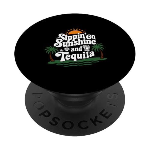 Sippin' on Sunshine And Tequila Drinking Retro Sunset Summer PopSockets Klebender PopGrip Sippin' on Sunshine And Tequila Drinking Retro Sunset Summer PopSockets Klebender PopGrip von MAGDesigns Ltd. - Summertime Vacation Apparel
