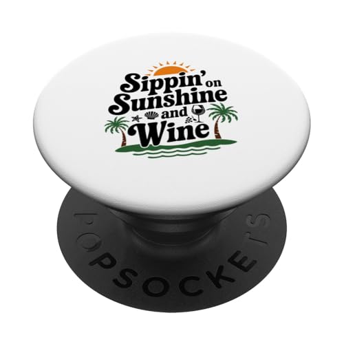 Sippin' on Sunshine And Wine Drinking Retro Sunset Summer PopSockets Klebender PopGrip Sippin' on Sunshine And Wine Drinking Retro Sunset Summer PopSockets Klebender PopGrip von MAGDesigns Ltd. - Summertime Vacation Apparel