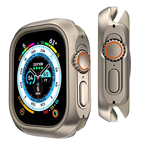 MAGEASY Aluminium-Gehäuse für Apple Watch Ultra 2, Apple Watch Ultra 49 mm, Hartschale mit stoßdämpfendem Innenstoßfänger, Odyssey – Titan von MAGEASY