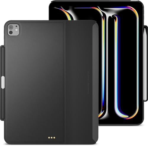 MAGEASY CoverBuddy Schutzhülle für M4 iPad Pro 13 Zoll (33 cm) (2024) – iPad Pro Hülle kompatibel mit Magic Keyboard für iPad Pro (M4), verbesserte Dicke und Wärmeableitung – Schwarz (Leder 5.05) von MAGEASY