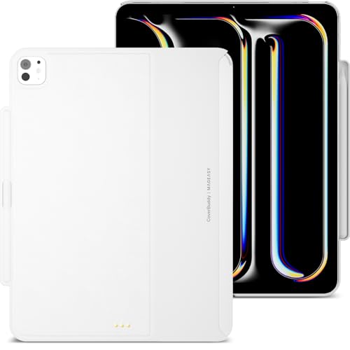 MAGEASY CoverBuddy Schutzhülle für 2024 iPad Pro 13 Zoll (33 cm), kompatibel mit Magic Keyboard für iPad Pro (M4), verbesserte Dicke und Wärmeableitung, Weiß (Leder 5.05) von MAGEASY
