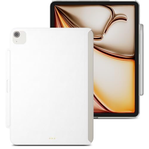 MAGEASY CoverBuddy Schutzhülle für iPad Air 2024 (11 Zoll), kompatibel mit Magic Keyboard für iPad Air (M2), verbesserte Dicke und Wärmeableitung, Weiß (Leder) von MAGEASY