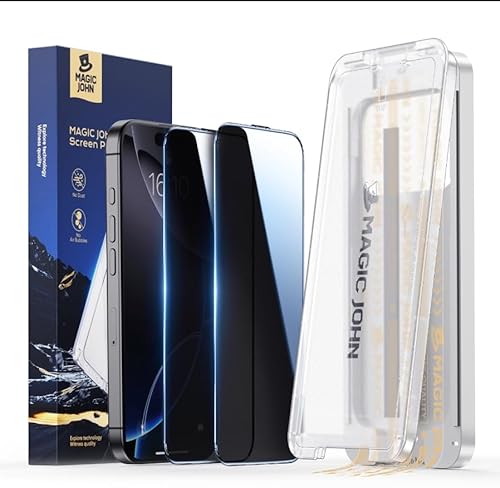 MAGIC JOHN 2 Stück für iPhone 14 Pro Panzerglas(6,1 Zoll) Sichtschutz, Auto-Dust-Eliminierung, 9H+ Härte Folie, Ultra-Klar Displayschutzfolie, Bläschenfrei, mit TOP Aufgerüsteter Montagevorrichtung von MAGIC JOHN
